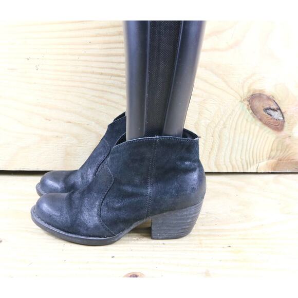 Born Boots Womens 8M Black Metallic Leather Michel Ankle Bootie Shoes - Picture 1 of 7